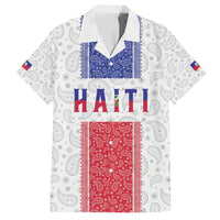 Custom Haiti Football Family Matching Off Shoulder Short Dress and Hawaiian Shirt Paisley Flag Pattern Design - Wonder Print Shop