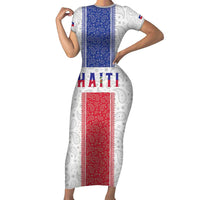 Custom Haiti Football Family Matching Short Sleeve Bodycon Dress and Hawaiian Shirt Paisley Flag Pattern Design - Wonder Print Shop