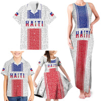 Custom Haiti Football Family Matching Tank Maxi Dress and Hawaiian Shirt Paisley Flag Pattern Design - Wonder Print Shop