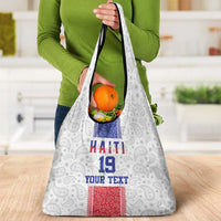 Custom Haiti Football Grocery Bag Paisley Flag Pattern Design - Wonder Print Shop