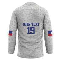 Custom Haiti Football Hockey Jersey Paisley Flag Pattern Design - Wonder Print Shop