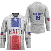 Custom Haiti Football Hockey Jersey Paisley Flag Pattern Design - Wonder Print Shop