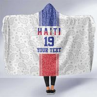 Custom Haiti Football Hooded Blanket Paisley Flag Pattern Design - Wonder Print Shop