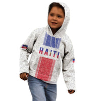 Custom Haiti Football Kid Hoodie Paisley Flag Pattern Design - Wonder Print Shop