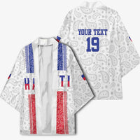Custom Haiti Football Kimono Paisley Flag Pattern Design - Wonder Print Shop