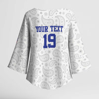 Custom Haiti Football Kimono Sleeve Blouse Paisley Flag Pattern Design - Wonder Print Shop