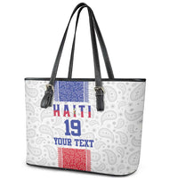 Custom Haiti Football Leather Tote Bag Paisley Flag Pattern Design - Wonder Print Shop