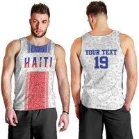 Custom Haiti Football Men Tank Top Paisley Flag Pattern Design - Wonder Print Shop