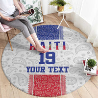 Custom Haiti Football Round Carpet Paisley Flag Pattern Design - Wonder Print Shop