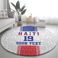 Custom Haiti Football Round Carpet Paisley Flag Pattern Design - Wonder Print Shop