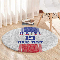 Custom Haiti Football Round Carpet Paisley Flag Pattern Design - Wonder Print Shop