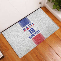 Custom Haiti Football Rubber Doormat Paisley Flag Pattern Design - Wonder Print Shop