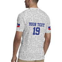 Custom Haiti Football Rugby Jersey Paisley Flag Pattern Design - Wonder Print Shop