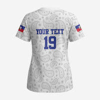 Custom Haiti Football Scrub Top Paisley Flag Pattern Design - Wonder Print Shop
