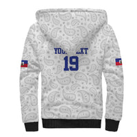 Custom Haiti Football Sherpa Hoodie Paisley Flag Pattern Design - Wonder Print Shop
