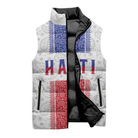 Custom Haiti Football Sleeveless Puffer Jacket Paisley Flag Pattern Design - Wonder Print Shop