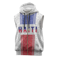 Custom Haiti Football Sleeveless Zip Hoodie Paisley Flag Pattern Design - Wonder Print Shop