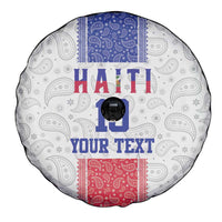 Custom Haiti Football Spare Tire Cover Paisley Flag Pattern Design - Wonder Print Shop