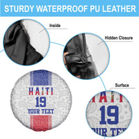 Custom Haiti Football Spare Tire Cover Paisley Flag Pattern Design - Wonder Print Shop