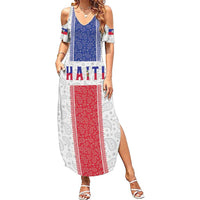 Custom Haiti Football Summer Maxi Dress Paisley Flag Pattern Design - Wonder Print Shop