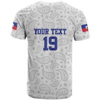 Custom Haiti Football T Shirt Paisley Flag Pattern Design - Wonder Print Shop