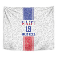 Custom Haiti Football Tapestry Paisley Flag Pattern Design - Wonder Print Shop