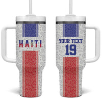 Custom Haiti Football Tumbler With Handle Paisley Flag Pattern Design - Wonder Print Shop