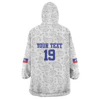 Custom Haiti Football Wearable Blanket Hoodie Paisley Flag Pattern Design - Wonder Print Shop
