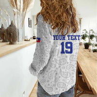 Custom Haiti Football Women Casual Shirt Paisley Flag Pattern Design - Wonder Print Shop