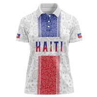 Custom Haiti Football Women Polo Shirt Paisley Flag Pattern Design - Wonder Print Shop