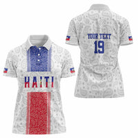 Custom Haiti Football Women Polo Shirt Paisley Flag Pattern Design - Wonder Print Shop