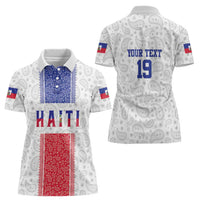 Custom Haiti Football Women Polo Shirt Paisley Flag Pattern Design - Wonder Print Shop