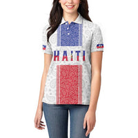 Custom Haiti Football Women Polo Shirt Paisley Flag Pattern Design - Wonder Print Shop