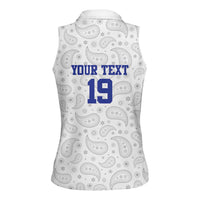 Custom Haiti Football Women Sleeveless Polo Shirt Paisley Flag Pattern Design - Wonder Print Shop