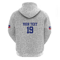 Custom Haiti Football Zip Hoodie Paisley Flag Pattern Design - Wonder Print Shop