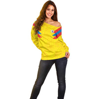 Colombia Rene Higuita Scorpion Kick Off Shoulder Sweater Home Retro 1995 Goalkeeper Legend - Wonder Print Shop