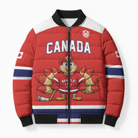 Canada Ice Hockey Custom Bomber Puffer Jacket Maple Leaf Turkey Mascot