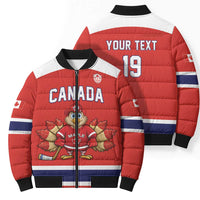 Canada Ice Hockey Custom Bomber Puffer Jacket Maple Leaf Turkey Mascot