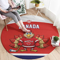 Canada Ice Hockey Round Carpet Maple Leaf Turkey Mascot