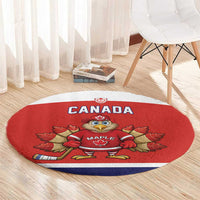 Canada Ice Hockey Round Carpet Maple Leaf Turkey Mascot