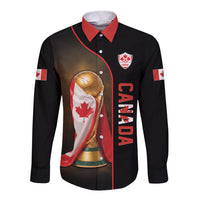 Personalized Canada Football 2026 Long Sleeve Button Shirt Trophy Flag Pride Art