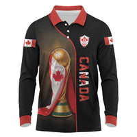 Personalized Canada Football 2026 Long Sleeve Polo Shirt Trophy Flag Pride Art