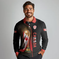 Personalized Canada Football 2026 Long Sleeve Polo Shirt Trophy Flag Pride Art