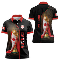 Personalized Canada Football 2026 Women Polo Shirt Trophy Flag Pride Art