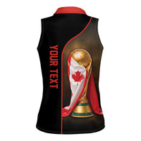 Personalized Canada Football 2026 Women Sleeveless Polo Shirt Trophy Flag Pride Art