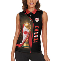 Personalized Canada Football 2026 Women Sleeveless Polo Shirt Trophy Flag Pride Art
