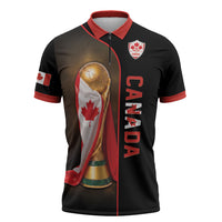 Personalized Canada Football 2026 Zipper Polo Shirt Trophy Flag Pride Art