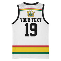 Custom World Football 2026 Ghana Basketball Jersey Black Star Adinkra Heritage White Version