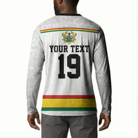Custom World Football 2026 Ghana Button Sweatshirt Black Star Adinkra Heritage White Version