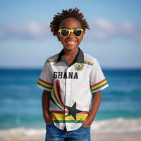 Custom World Football 2026 Ghana Kid Hawaiian Shirt Black Star Adinkra Heritage White Version
